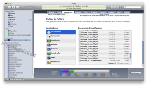 iTunes Partage de fichiers avec votre iPad