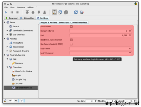 jDownload_2 Interface web