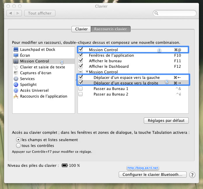 Préférences Clavier Mac OS X Lion