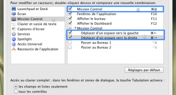 Raccourci clavier Mission Control sur Mac OS X Lion