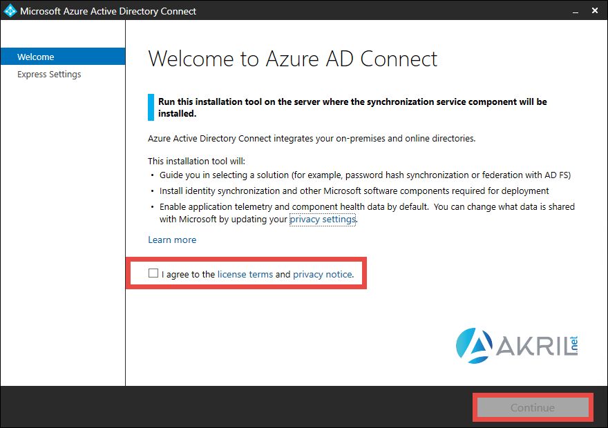 Azure AD Connect - License terms