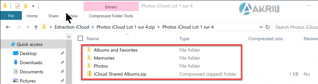 Contenu du premier fichier ZIP - iCloud