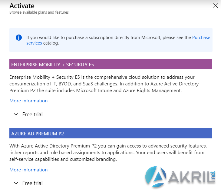 Azure Active Directory - Licences de démo
