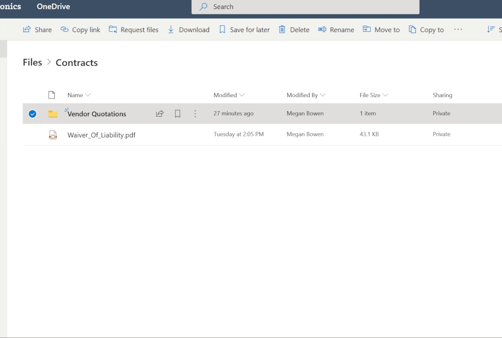 OneDrive for Business - Request files