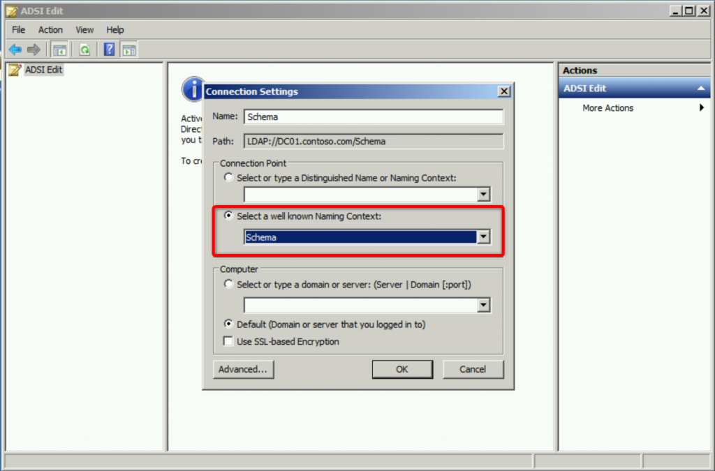 Schéma Active Directory via ADSI Edit