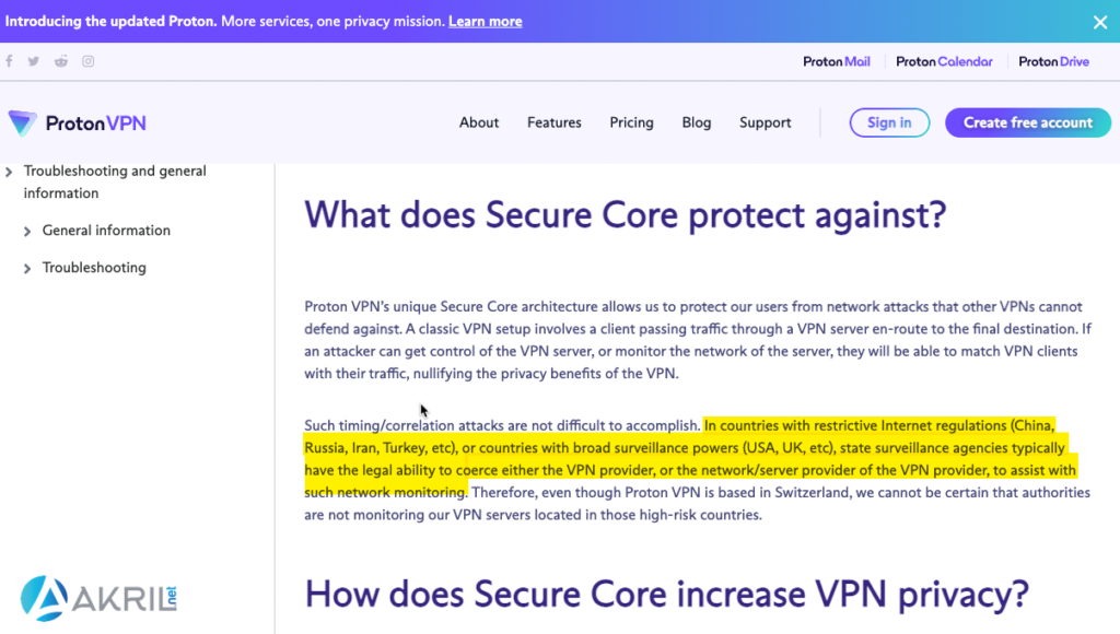 Fonctionnalité Secure Core de Proton VPN
