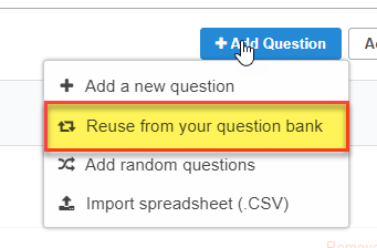 ClassMarker - Add random questions