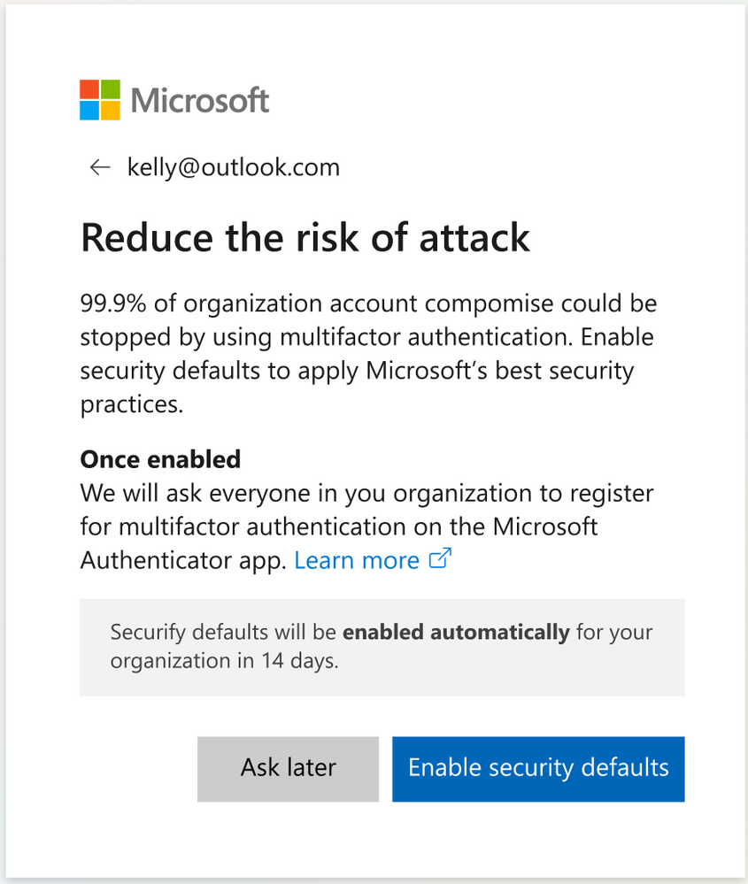Popup Security defaults - Microsoft