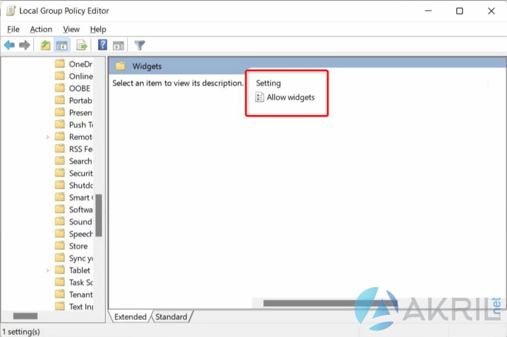 Group Policy Editor - Allow Widgets (1)