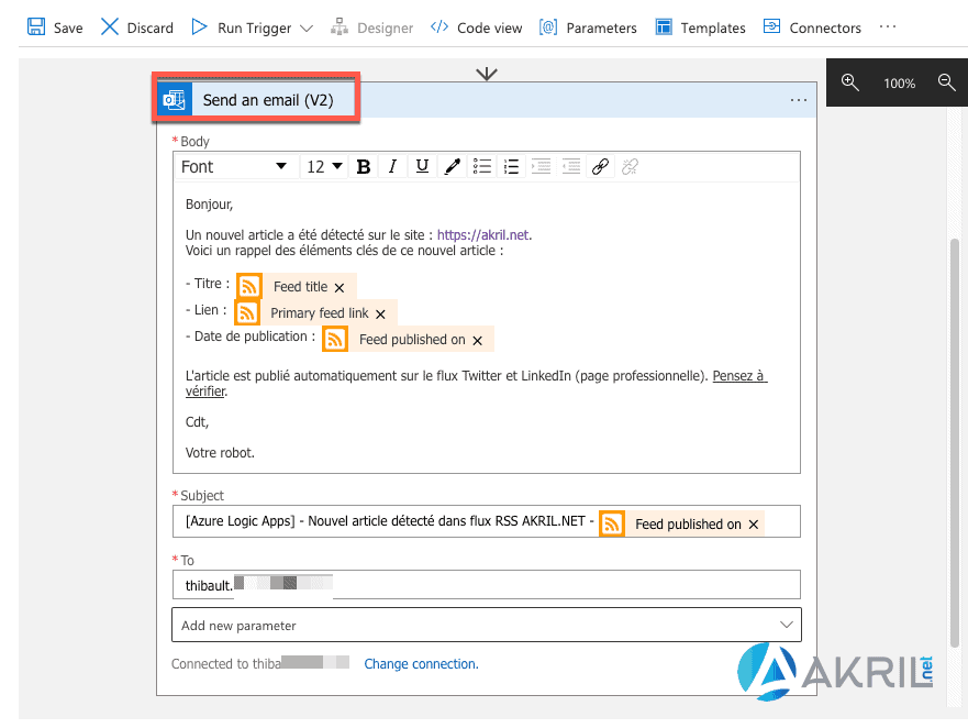 Envoie d'un email automatisé via Azure Logic App