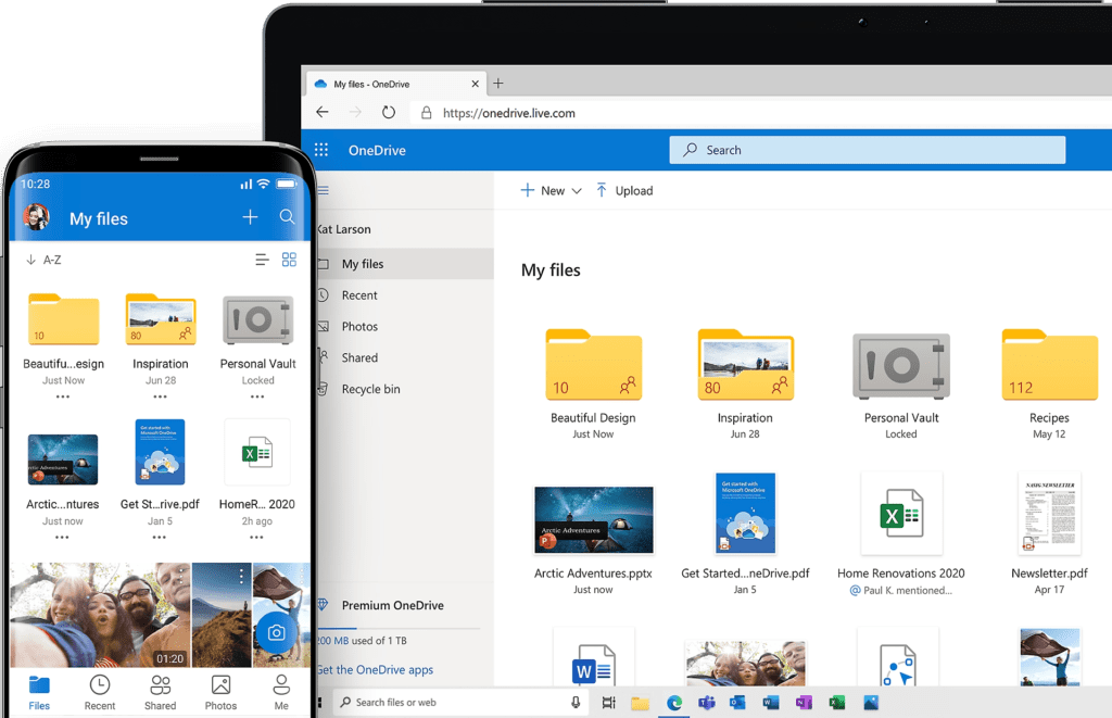 Aperçu de l'interface OneDrive - Source Microsoft