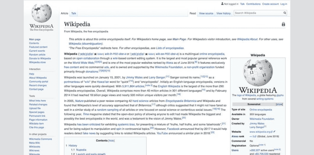 Exemple de page Wikipédia