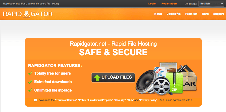 Aperçu du site RapidGator