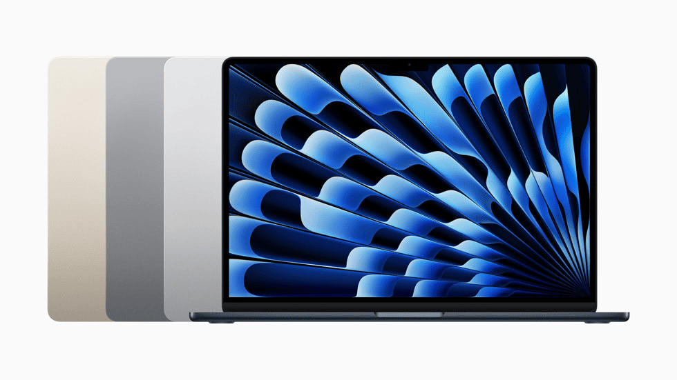 Le nouveau MacBook Air se décline en quatre superbes finitions : lumière stellaire, gris sidéral, argent et minuit.