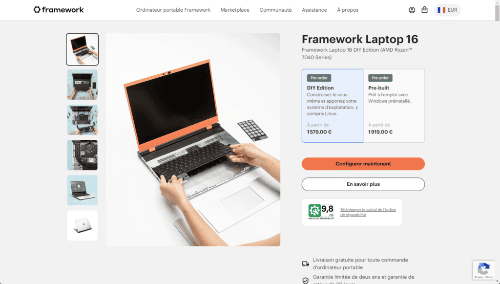 Choix de configuration pour votre Framework Laptop 16