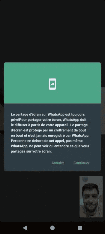 Partage d'écran sur WhatsApp (1) - Crédits image Android-MT.com