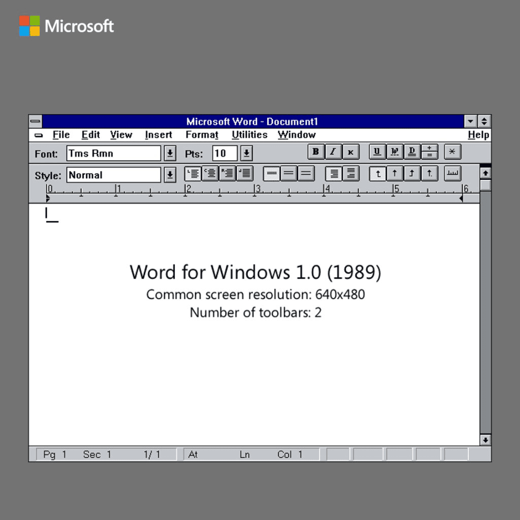 Microsoft Word 1.0 sorti en 1989