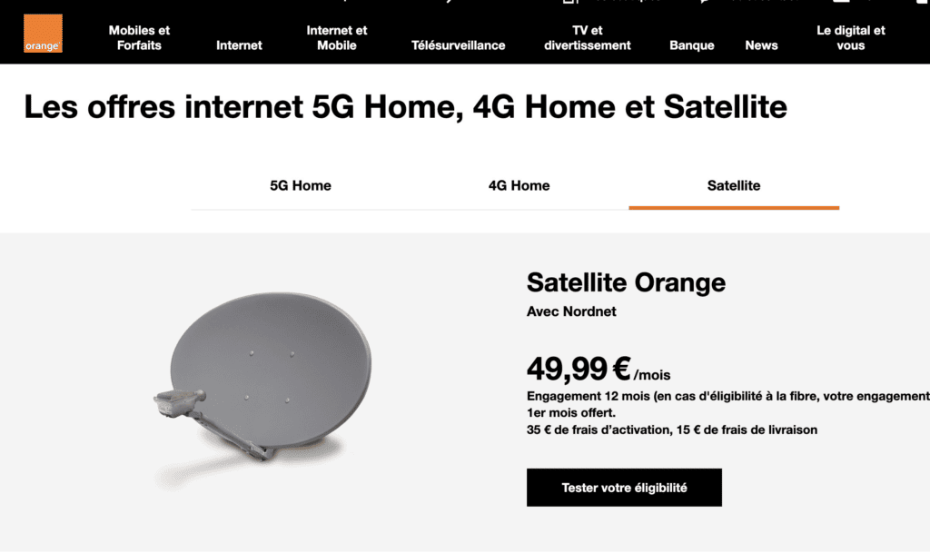 Offre Internet par satellite avec Orange pour un peu moins de 50 €