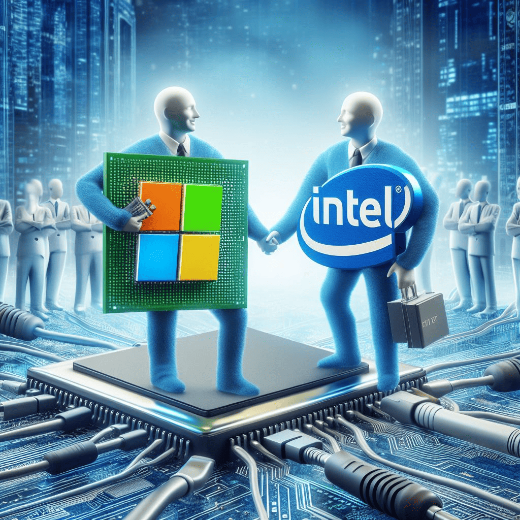 image générée par Microsoft Copilot pour symboliser le partenariat entre Microsoft et Intel