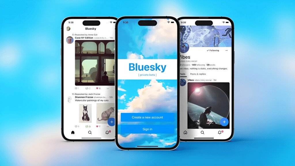Aperçu de Bluesky sur application mobile (iOS)