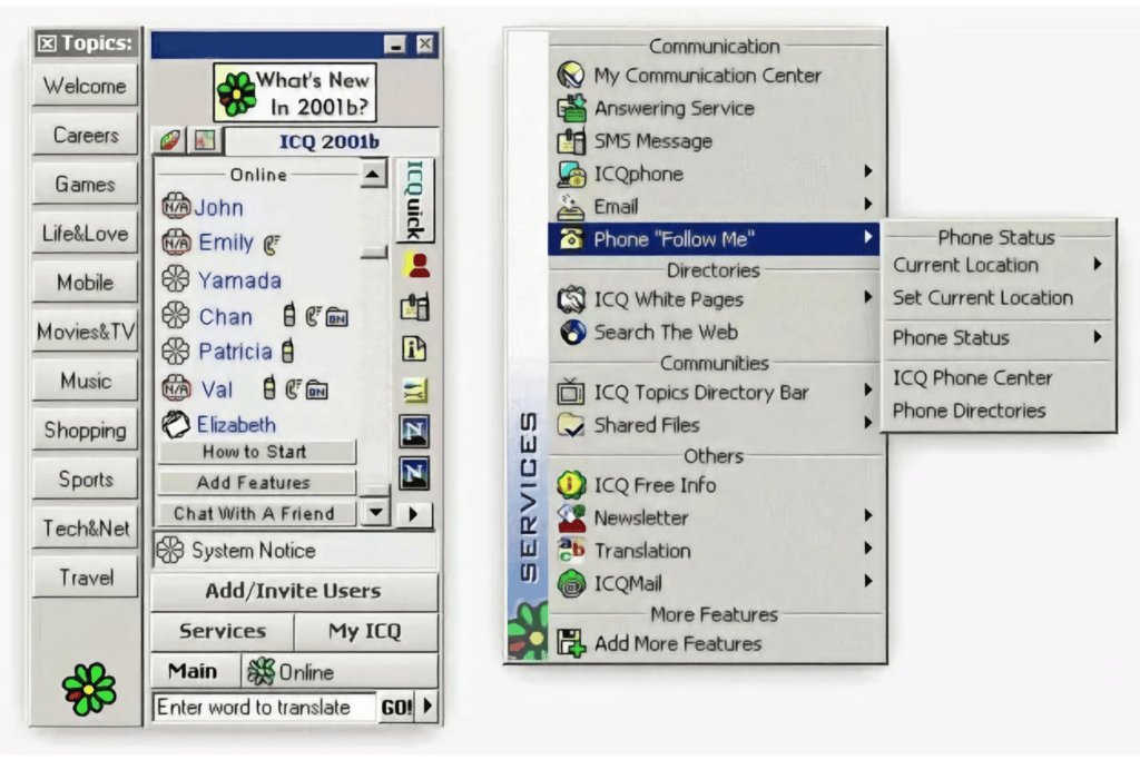 Aperçu de la célèbre version d'ICQ en 2001 - cela ne nous rajeunit pas