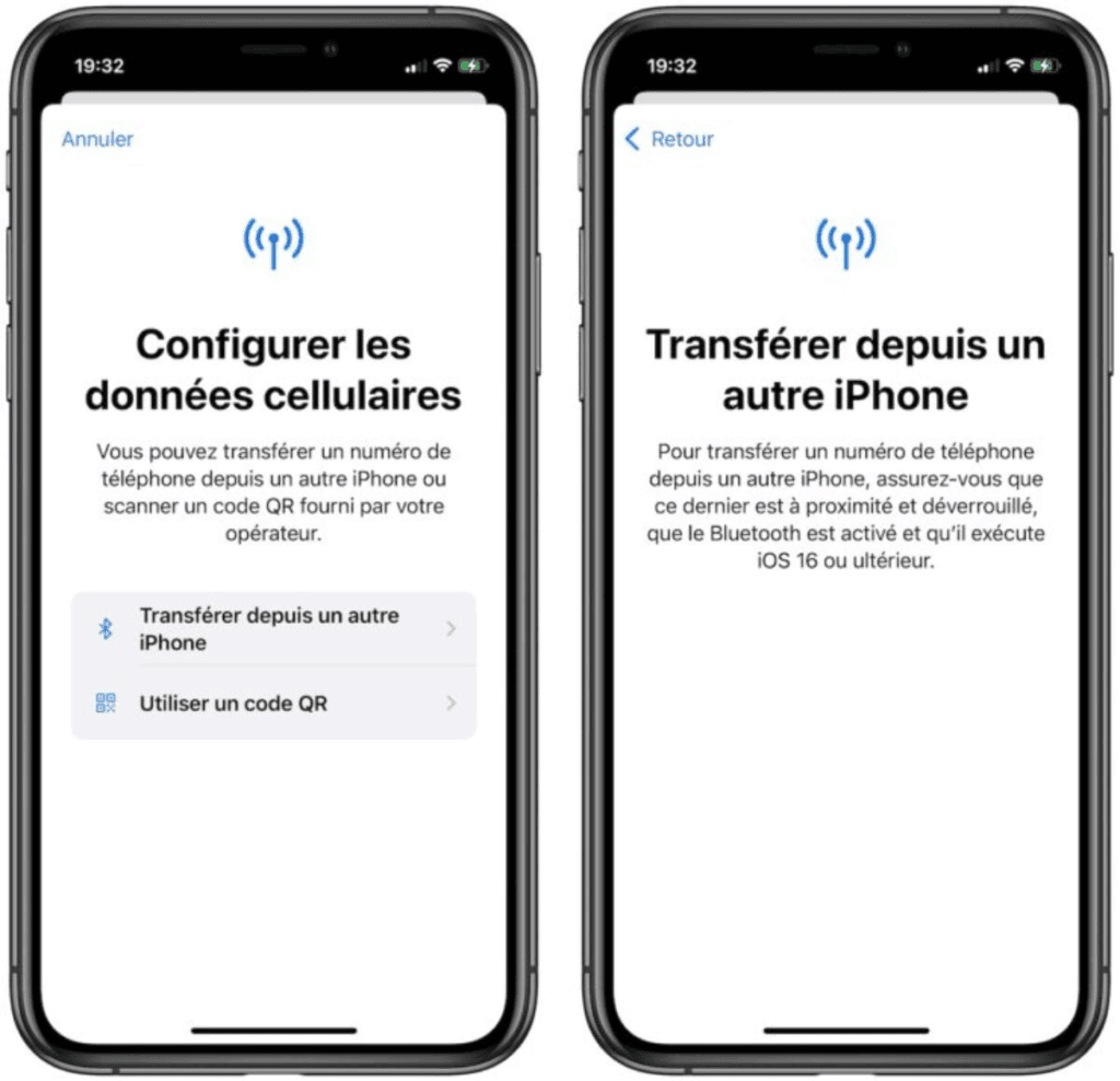 Transférer une carte eSim depuis un iPhone vers un autre