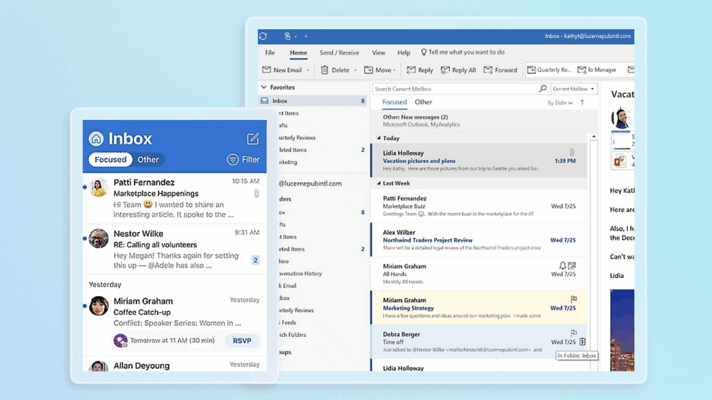 Service de messagerie Outlook.fr accessible gratuitement sur Internet et proposé par Microsoft