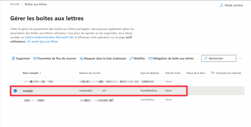 Création d'une boîte mail partagée dédiée pour ce besoin
