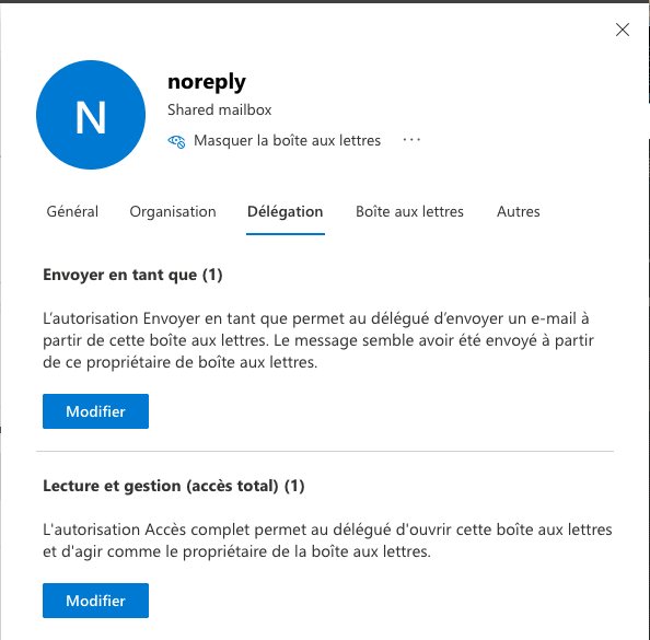 Mise en place des délégations pour ma boîte mail personnelle