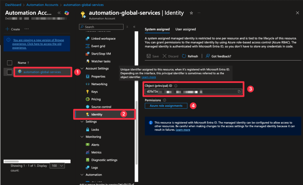Configurer les permissions de notre compte Azure Automation
