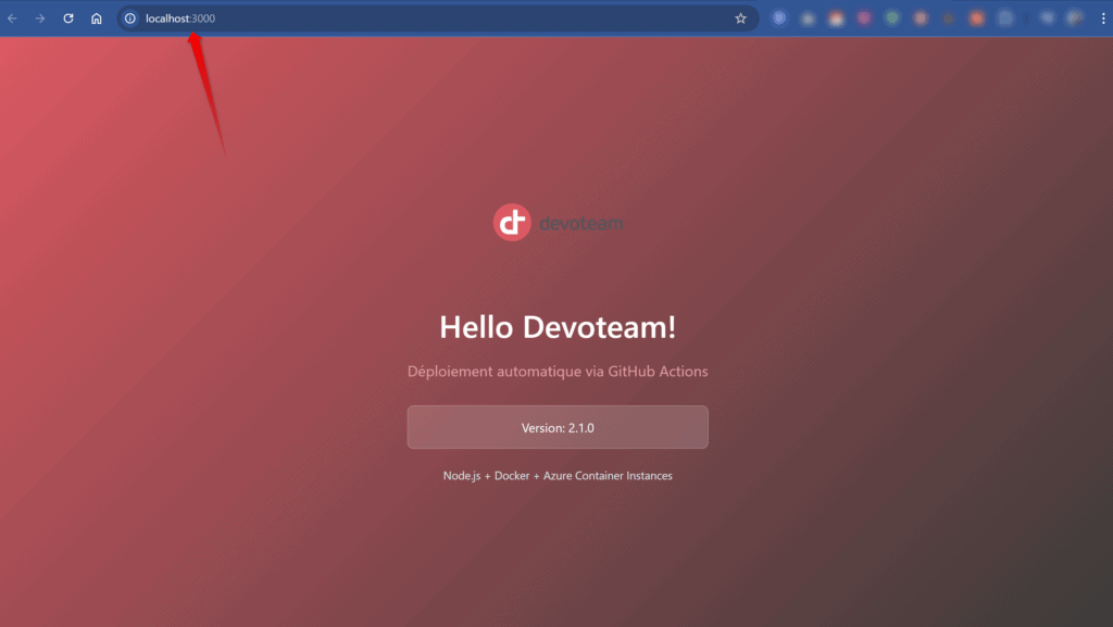 Aperçu de notre site de test, localement sur notre post de travail