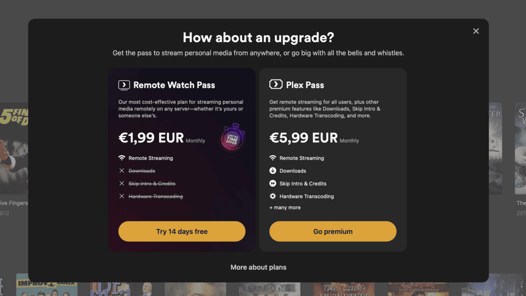 Les nouvelles offres de Plex