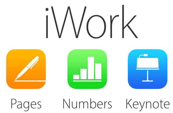 La Suite iWork d'Apple incluant Pages, Numbers, KeyNote