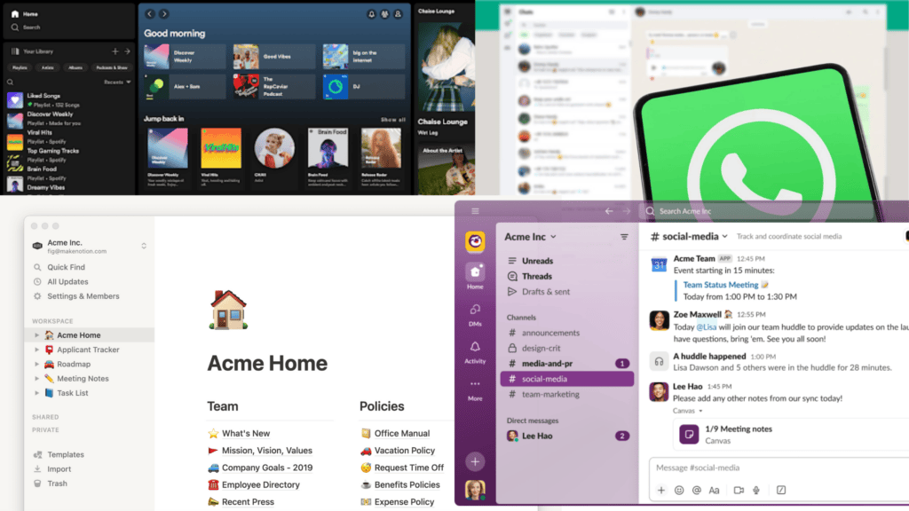 Slack, Discord, VS Code, Spotify ou encore Notion sont des exemples d'applications qui ne sont développés qu'1 fois
