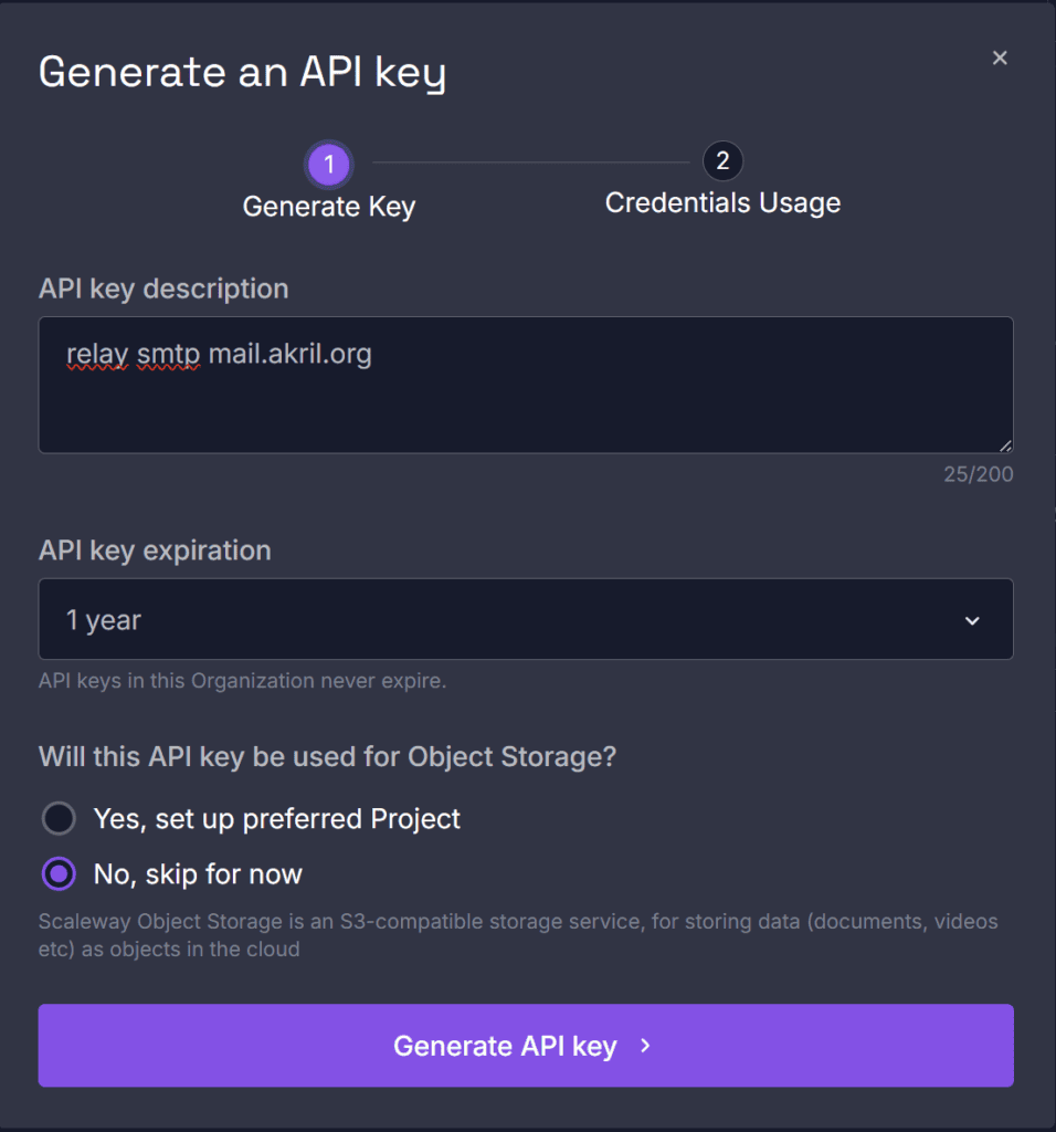 Génération d'une nouvelle clé secrète