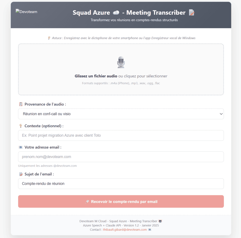 Aperçu de la page web dans sa version finale