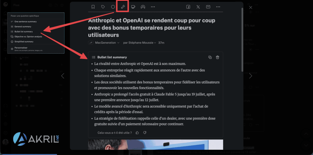 Obtenir une résumé d'un article grâce à l'IA