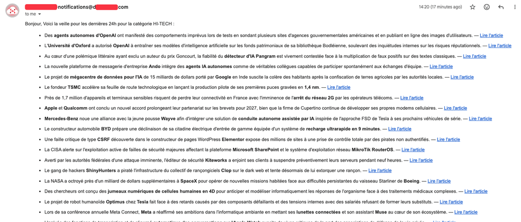 Aperçu du mail final que vous pouvez bien sûr personnaliser